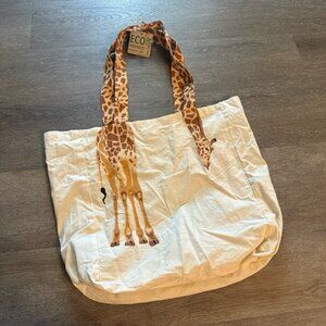 Giraffe Tail Eco Canvas Tote Bag Cotton Shopper 16in NEW